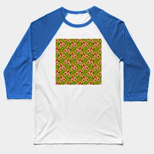 Retro Green and Orange Floral Pattern Baseball T-Shirt